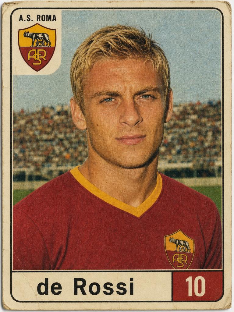 Vintage samlarkort som föreställer de Rossi som italiensk fotbollsspelare